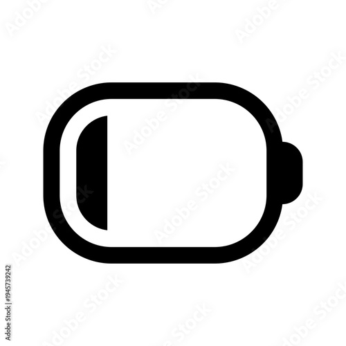 Battery vector icon. Rounded modern black low battery icon