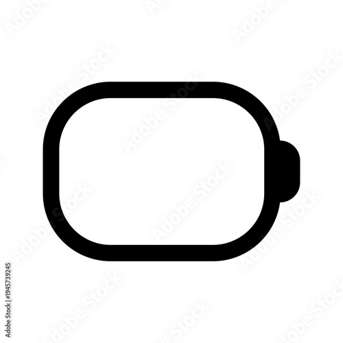 Battery vector icon. Rounded modern black empty, blank battery icon