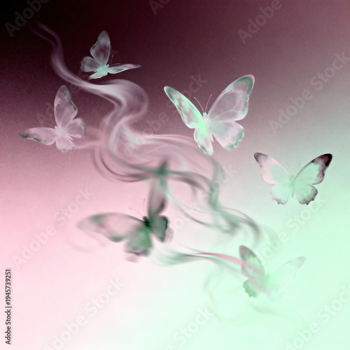 Vibrant butterfly illustrations in pastel tones. Each design has glowing, wispy backgrounds and colorful butterflies, delivering a light, romantic, and magical feel.