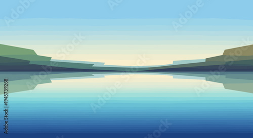 Serene Lake with Calm Water Reflection.