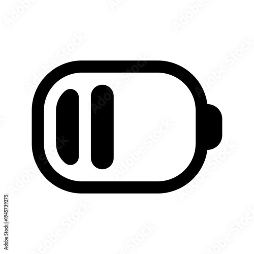 Battery vector icon. Rounded modern black battery 50% icon