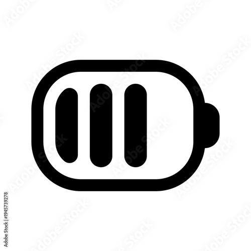 Battery vector icon. Rounded modern black battery 75% icon