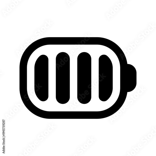 Full battery vector icon. Rounded modern black battery icon