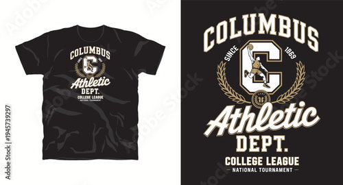Columbus athletic department college league t-shirt design.