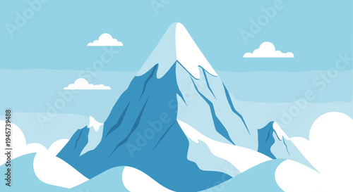 Snowy Mountain Peak Landscape Scene.