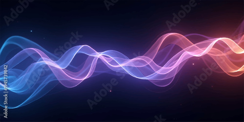 Dynamic abstract blue background with glowing neon waves and fractal light lines creating a flowing technology pattern of energy and motion on a dark backdrop
