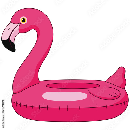 Hot Pink Flamingo Inflatable Pool Float Vector Illustration
