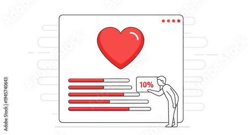 Customer Satisfaction Meter with Heart Icon and Progress Bars