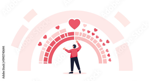 Customer Satisfaction Meter with Hearts and Person