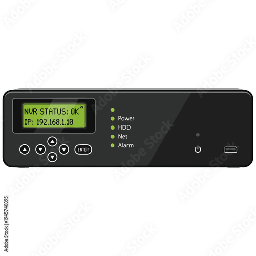 Network Video Recorder NVR Status Panel Flat Vector Illustration