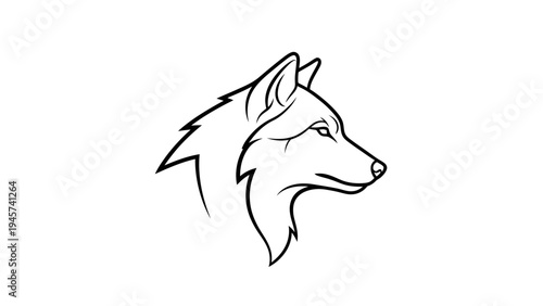 Stylized Wolf Head Icon, Fierce Animal Emblem, Minimalist Line Art