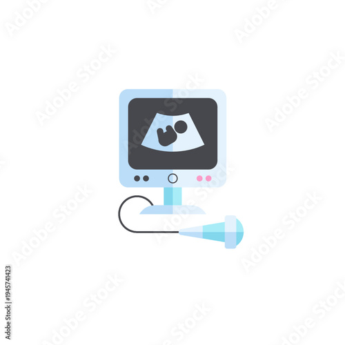 Ultrasound pregnancy icon for prenatal medical examination and fetal monitoring concept.