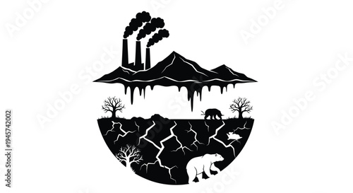 Environmental devastation industrial pollution impacting wildlife and fractured landscapes high quality