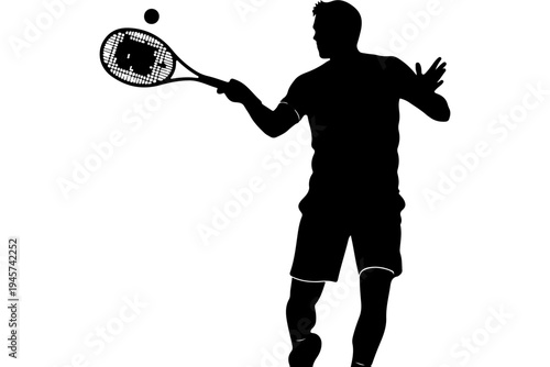 Silhouette of Tennis Player in Action