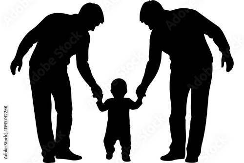 Family Bonding - Silhouette of Two Adults and Child Holding Hands