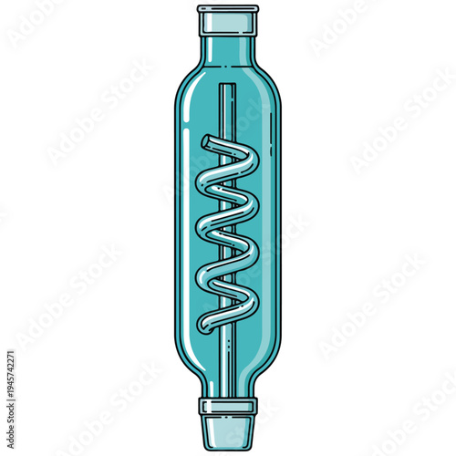 turquoise spiral lab condenser glassware vector illustration