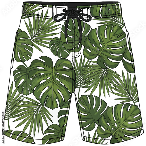Tropical Palm Monstera Leaf Print Board Short Vector Design