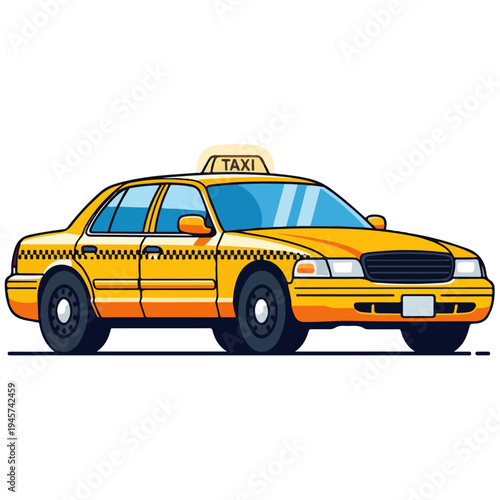 Yellow New York Taxi Cab Flat Vector Illustration Design