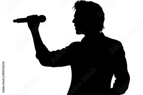 Silhouette of Singer Holding Microphone