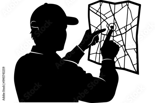 Silhouette of Artist Drawing on Canvas with Pencil