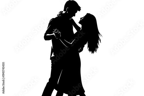 Silhouette Couple Dancing Intimately
