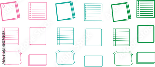 Set of 20 colorful wireframe UI elements vector