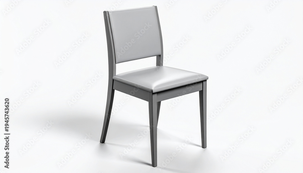 Obraz premium Grey upholstered chair with a dark grey wooden frame and tapered legs