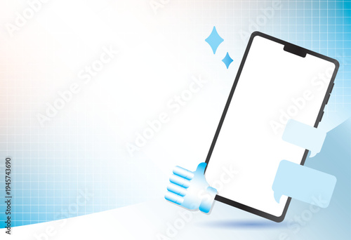 Smartphone Character Showing Thumbs Up Blank Screen