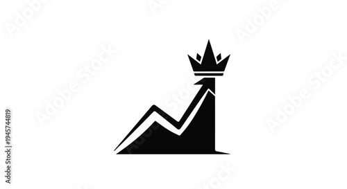 Iconic Crowned Mountain Peak with Ascending Arrow Symbolizing Success