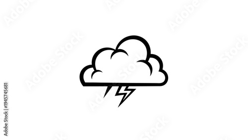 Thunderstorm Cloud Icon with Lightning Bolt - Weather Symbol