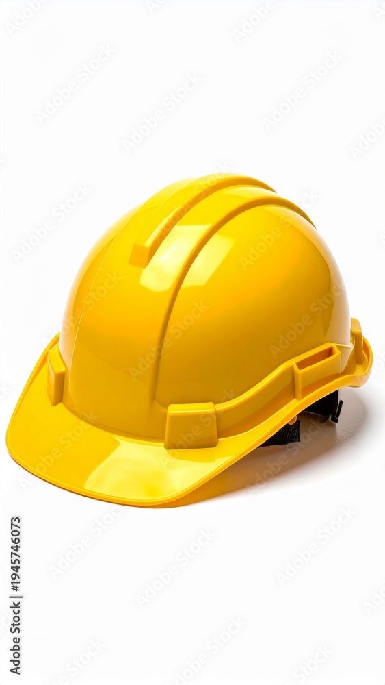 Fototapeta premium Bright Yellow Hard Hat Safety Equipment Studio Shot White Background