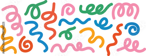 Colorful squiggles on white background