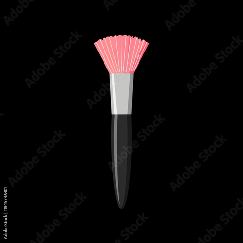 Makeup Brush with Pink Bristles and Black Handle.