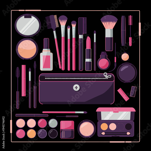 Makeup Cosmetics Beauty Products Collection.