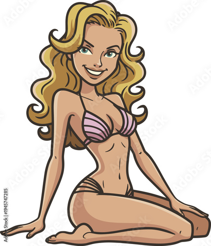 Blonde woman in pink bikini 