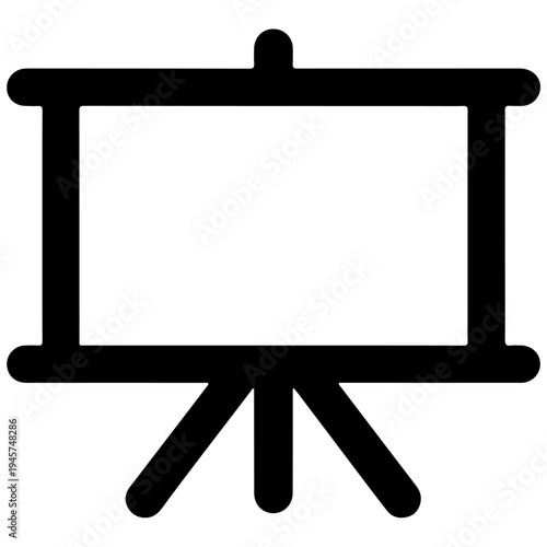 A black and white icon of a presentation screen
