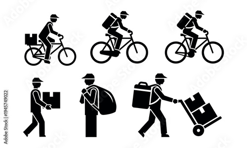 Delivery icons set with various transportation methods