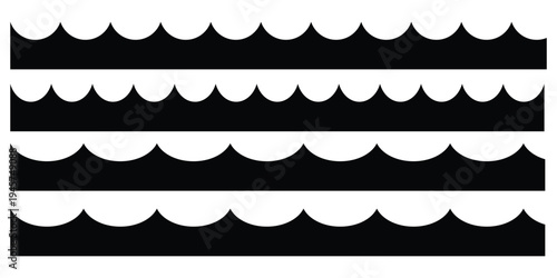 Set of scalloped borders icon on white background. Scalloped border vector set, Scalloped border edge set icons on white background. EPS 10. 