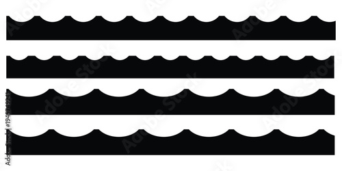 Set of scalloped borders icon on white background. Scalloped border vector set, Scalloped border edge set icons on white background. EPS 10. 