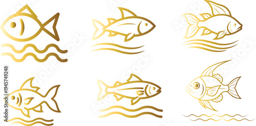 Golden fish icons in various swimming poses