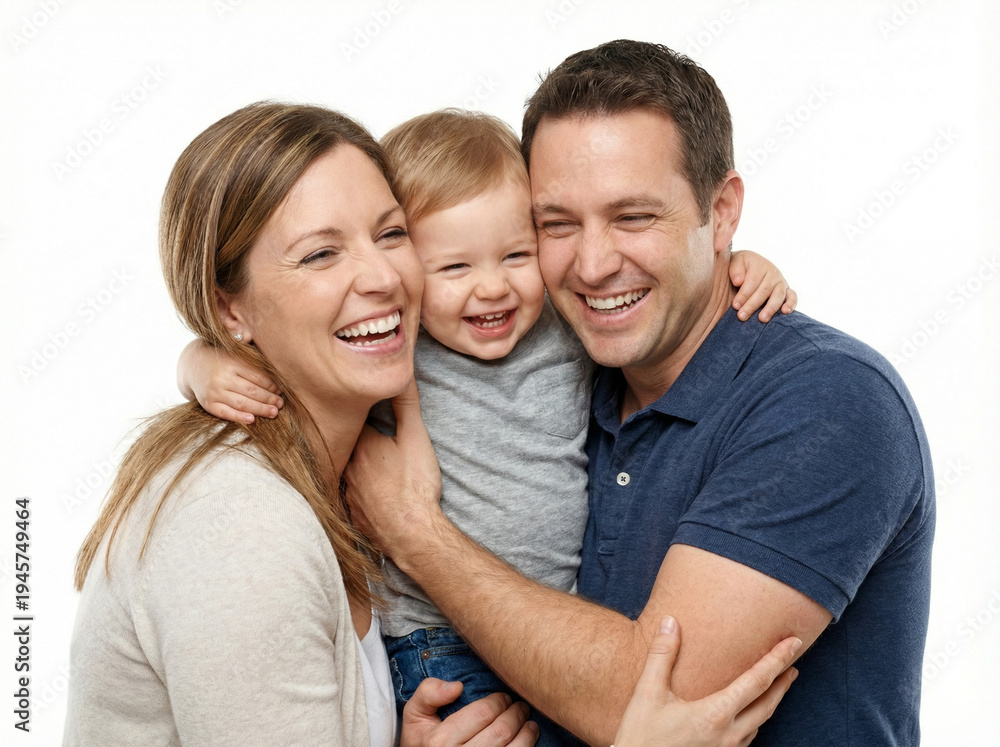 Fototapeta premium A joyful moment captured as a loving family shares a laugh, embracing the warmth of their connection and the delightful spirit of their young child