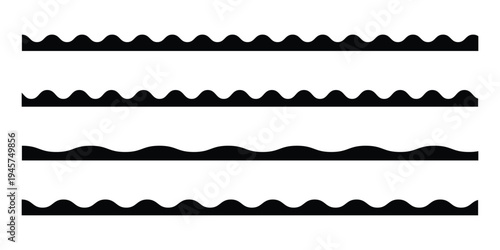 Black scalloped vector icon set on white background. Isolated modern vector scalloped icon set. EPS 10. 