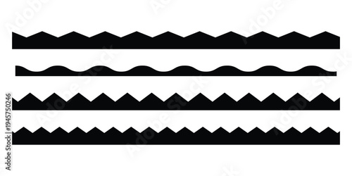 Black scalloped vector icon set on white background. Isolated modern vector scalloped icon set. EPS 10. 