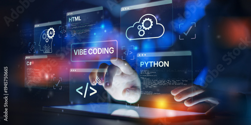 Billede på lærred Vibe Coding AI Digital Transformation in Software Development with Python HTML C Sharp