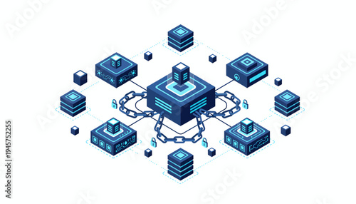 Network connection and data exchange concept.
