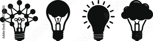 Creative representations of light bulb ideas and brainstorming concepts