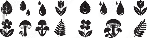 Collection of various plant silhouettes for design and illustration