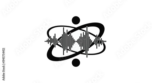 Soundwave Symbol with Orbiting Atoms An Abstract Representation of Science
