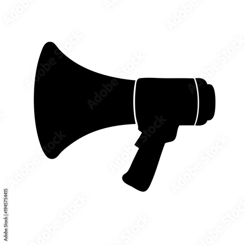 Black megaphone isolated on white for announcement and promotion