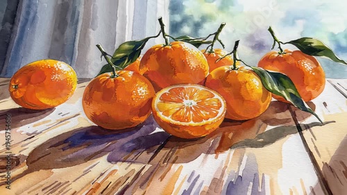 Fresh tangerines displayed on a textured surface with dramatic lighting